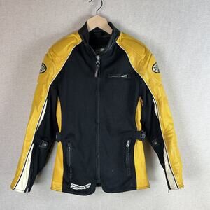 Joe Rocket Womens Ballistic Touring Motorcycle Jacket Size S Black Yellow Padded